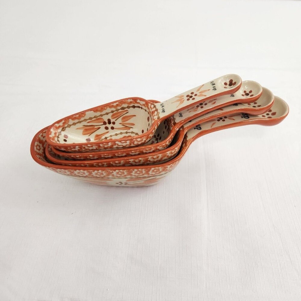 Temptations Old World SPICE Measuring Cups Spoons Nesting Set of 4 Burnt Orange